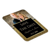 ブラック金ゴールドウェディングセーブザデート招待状 マグネット (右側)