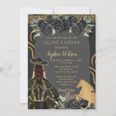 ブラック金ゴールドウエスタンホースフローラチャラキンセニェラ 招待状 (正面)