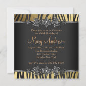 ブラック金ゴールドウーマンズバースデーパーティー 招待状 (裏面)