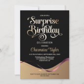 ブラック金ゴールドエイジサプライズ誕生日パーティー 招待状 (正面)