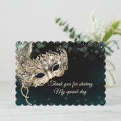 ブラック金ゴールドエメラルドマスカレードパーティー サンキューカード (スタンド正面)