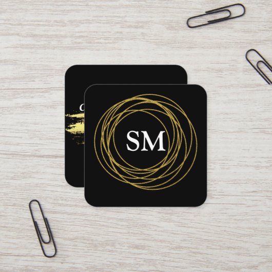 ブラック金ゴールドエレガンススクエア名刺 スクエア名刺 (正面/裏面インサイチュ)