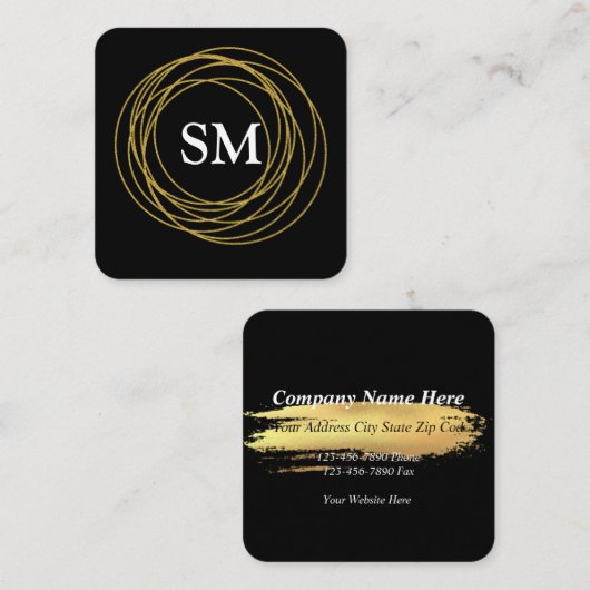 ブラック金ゴールドエレガンススクエア名刺 スクエア名刺 (正面/裏面)