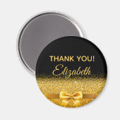 ブラック金ゴールドエレガントありがとう誕生日の名前 マグネット (正面/裏面)