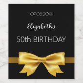 ブラック金ゴールドエレガントの誕生日 ワインラベル (シングルラベル)