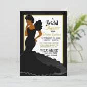 ブラック金ゴールドエレガントアフリカ系アメリカブライダルシャワー 招待状 (スタンド正面)