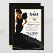 ブラック金ゴールドエレガントアフリカ系アメリカブライダルシャワー 招待状 (正面/裏面)