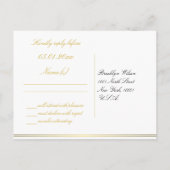 ブラック金ゴールドエレガントウェディングRSVPポストカード インビテーションポストカード (裏面)