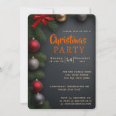 ブラック金ゴールドエレガントクリスマスパーティー 招待状 (正面)