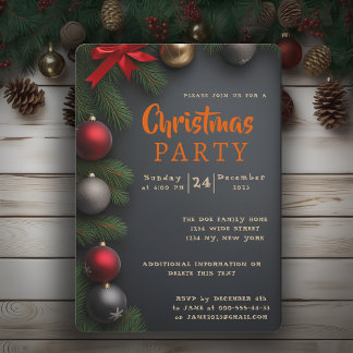 ブラック金ゴールドエレガントクリスマスパーティー 招待状