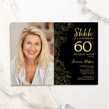 ブラック金ゴールドエレガントサプライズ写真60誕生日