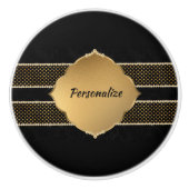 ブラック金ゴールドエレガントダイヤモンドデザインパーソナライズされた セラミックノブ (正面)