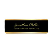 ブラック金ゴールドエレガントテンプレートモダン差出人住所 ラベル (正面)