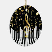 ブラック金ゴールドエレガントノートピアノ鍵 セラミックオーナメント (右)