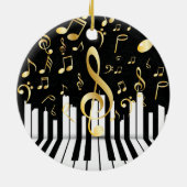 ブラック金ゴールドエレガントノートピアノ鍵 セラミックオーナメント (裏面)