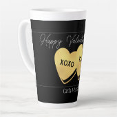 ブラック金ゴールドエレガントピンクバレンタイン、カップルに甘い カフェラテマグ (左アングル)