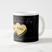 ブラック金ゴールドエレガントピンクバレンタイン、カップルに甘い ジャンボコーヒーマグカップ (正面右)