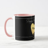 ブラック金ゴールドエレガントピンクバレンタイン、カップルに甘い マグカップ (左)