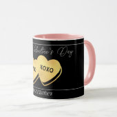 ブラック金ゴールドエレガントピンクバレンタイン、カップルに甘い マグカップ (正面右)