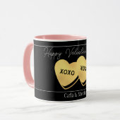 ブラック金ゴールドエレガントピンクバレンタイン、カップルに甘い マグカップ (正面左)