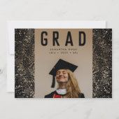 ブラック金ゴールドエレガントフォイルボタニカルグラッド写真 案内状 (正面)