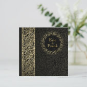 ブラック金ゴールドエレガントフォーマル結婚式招待状 招待状 (スタンド正面)