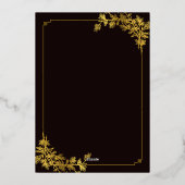 ブラック金ゴールドエレガントフローラ華美ヴィンテージ結婚式 箔招待状 (裏面)