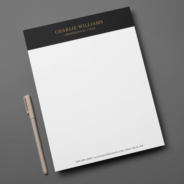 ブラック金ゴールドエレガントプロフェッショナルカスタムレターヘッド レターヘッド (Black Gold Elegant Professional Custom Letterhead
)