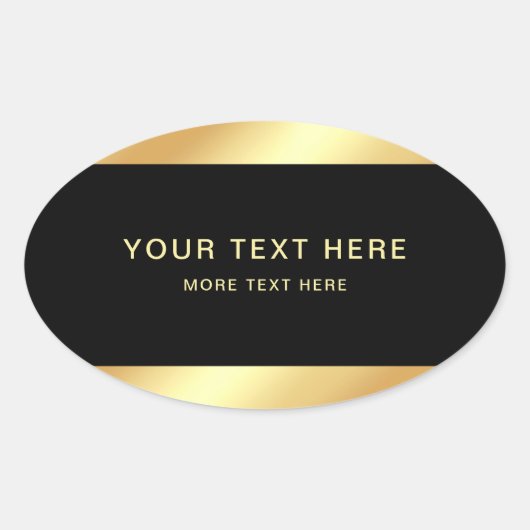 ブラック金ゴールドエレガントプロフェッショナルモダンテンプレート 楕円形シール (正面)