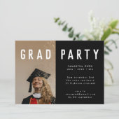 ブラック金ゴールドエレガントボタニカルグラッドフォトパーティー 招待状 (スタンド正面)