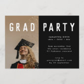 ブラック金ゴールドエレガントボタニカルグラッドフォトパーティー 招待状 (正面)