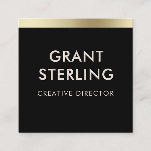ブラック金ゴールドエレガントミニマルタイポグラフィQRコード スクエア名刺 (正面)