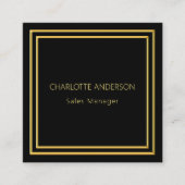 ブラック金ゴールドエレガントミニマルQRコード スクエア名刺 (正面)