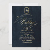 ブラック金ゴールドエレガントミニマ結婚リスト 招待状 (正面)