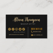 ブラック金ゴールドエレガントメイクアップアーティスト名刺 名刺 (裏面)