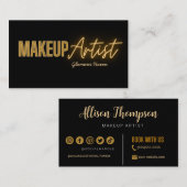 ブラック金ゴールドエレガントメイクアップアーティスト名刺 名刺 (正面/裏面)