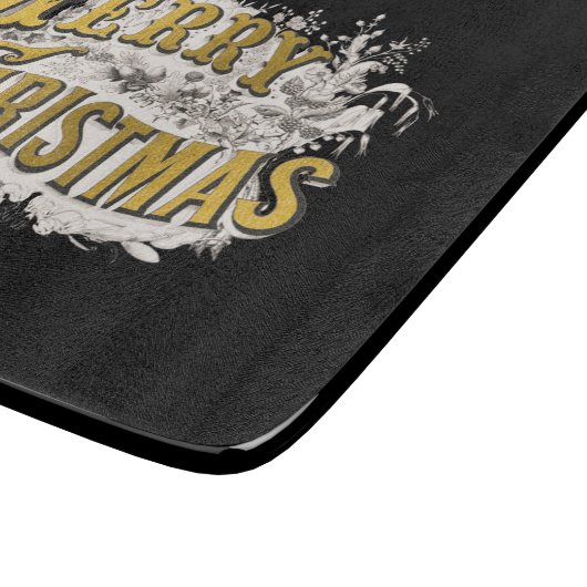 ブラック金ゴールドエレガントメリークリスマス素朴ヴィンテージ カッティングボード (角)