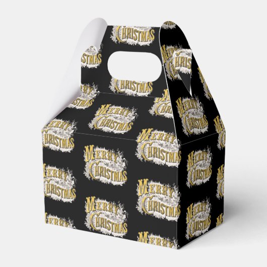 ブラック金ゴールドエレガントメリークリスマス素朴ヴィンテージ フェイバーボックス (正面サイド)