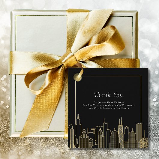 ブラック金ゴールドエレガントラスベガスデスティネーションウェディング フェイバータグ