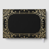 ブラック金ゴールドエレガントロマンチックなヴィンテージ結婚式 ゲストブック (裏面)