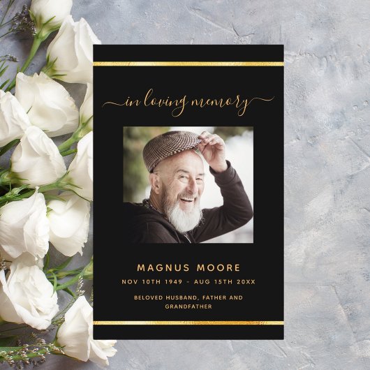 ブラック金ゴールドエレガント写真葬儀