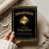 ブラック金ゴールドエレガント卒業発表 案内状