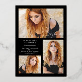 ブラック金ゴールドエレガント大学院修士課程修了 箔招待状 (裏面)