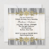 ブラック金ゴールドエレガント女性50thバースデーパーティー 招待状 (裏面)