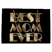 ブラック金ゴールドエレガント最高のタイポグラフィママ ラージペーパーバッグ (裏面)