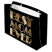 ブラック金ゴールドエレガント最高のタイポグラフィママ ラージペーパーバッグ (裏面アングル)