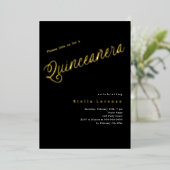 ブラック金ゴールドエレガント脚本キンセアニェラ 箔招待状 (立ち正面)