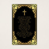 ブラック金ゴールドエレガント葬儀記念祈りの言葉カード (裏面)