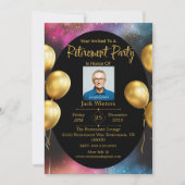 ブラック金ゴールドエレガント退職パーティの招待状 招待状 (正面)