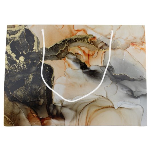 ブラック金ゴールドオレンジエーテル抽象芸術ラージ抱き枕 ラージペーパーバッグ (正面)